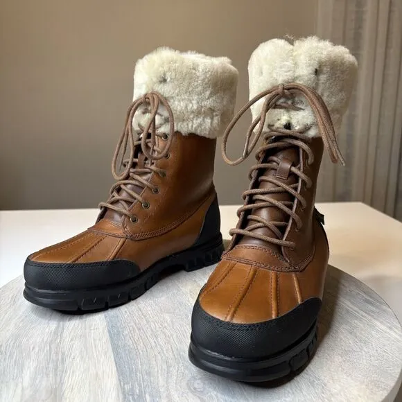 Lauren by Ralph Lauren Quinta Brown Leather Shearling Sheep Boots‎ US Size 6 B