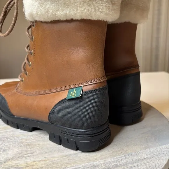 Lauren by Ralph Lauren Quinta Brown Leather Shearling Sheep Boots‎ US Size 6 B