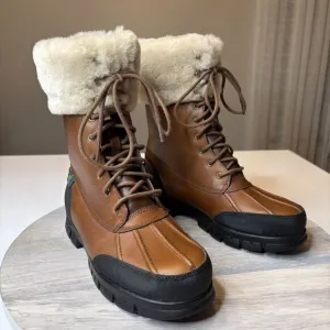Lauren by Ralph Lauren Quinta Brown Leather Shearling Sheep Boots‎ US Size 6 B