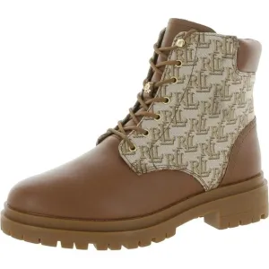 LAUREN RALPH LAUREN Carlee Womens Suede Shearling Combat Boots Size 9.5B