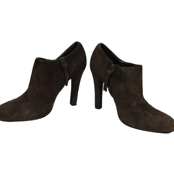 Lauren Ralph Lauren Janae Dark Brown Suede Nubuck Leather Ankle Boot Bootie sz 7