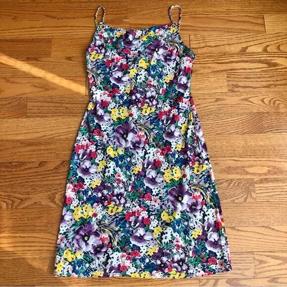 LAUREN RALPH LAUREN Midi Slip Multi Floral Lined Dress Women’s Size 4 NWT
