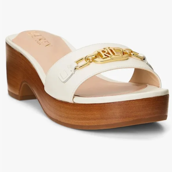 LAUREN RALPH LAUREN ROXANNE-SANDALS-FLAT SANDAL - White ,Size 10