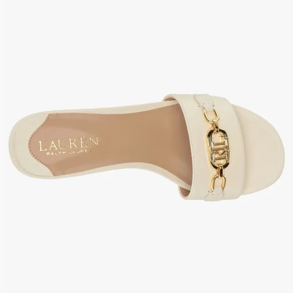 LAUREN RALPH LAUREN ROXANNE-SANDALS-FLAT SANDAL - White ,Size 10