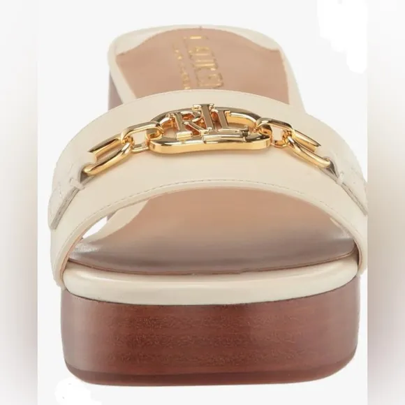 LAUREN RALPH LAUREN ROXANNE-SANDALS-FLAT SANDAL - White ,Size 10