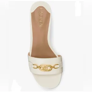 LAUREN RALPH LAUREN ROXANNE-SANDALS-FLAT SANDAL - White ,Size 10