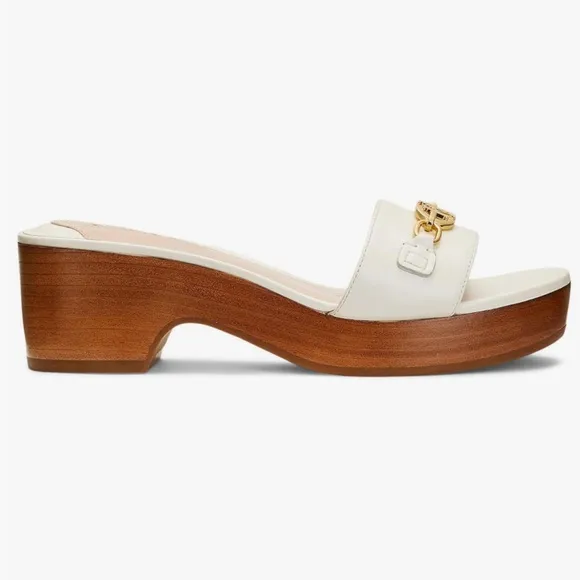LAUREN RALPH LAUREN ROXANNE-SANDALS-FLAT SANDAL - White ,Size 10
