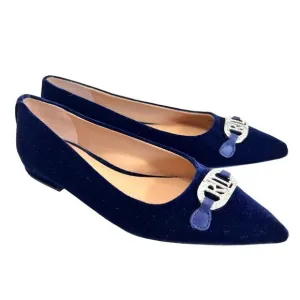 Lauren Ralph Lauren Lilah Blue Velvet Ballet Flats