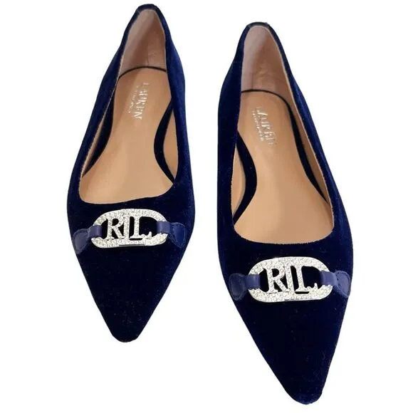 Lauren Ralph Lauren Lilah Blue Velvet Ballet Flats