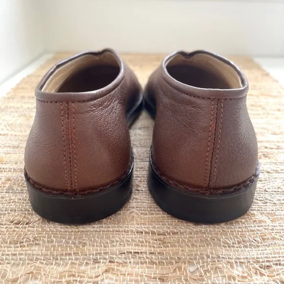 Lemaire Brown Leather Piped Slip-on Flats