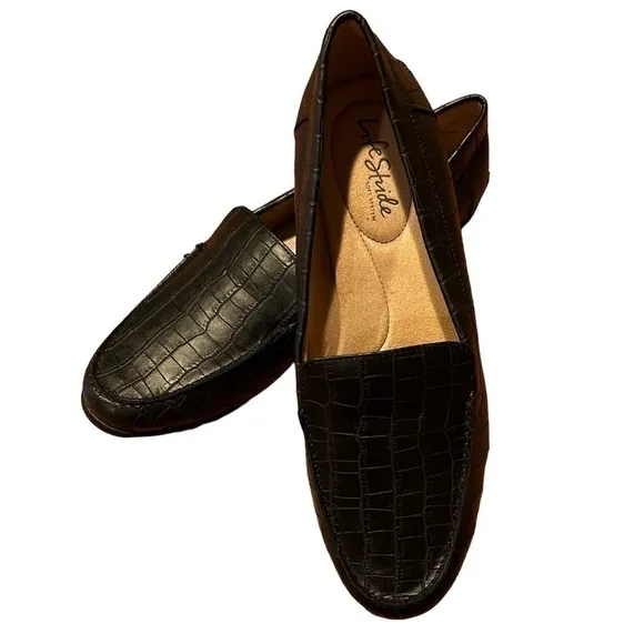 LifeStride Margot Women's Black Leather Loafers Flats Size 9 - NWOT