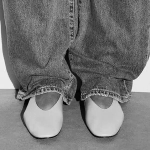 Lilac Purple Zara Leather Square Toe Ballet Flats (NWT)