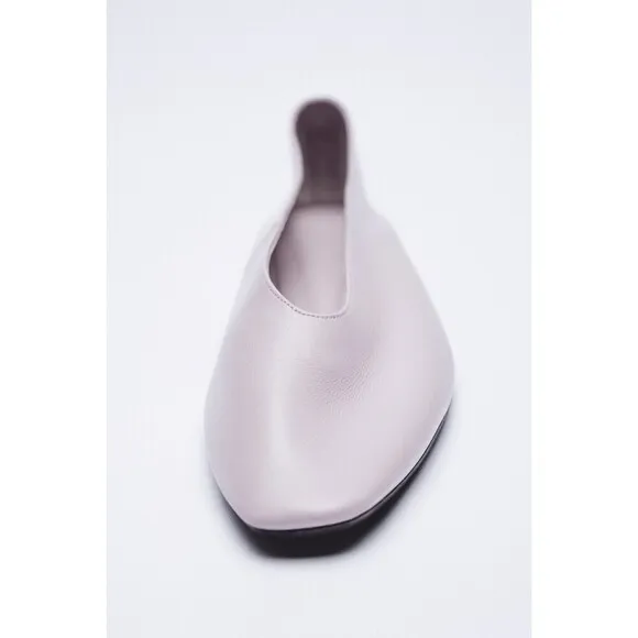 Lilac Purple Zara Leather Square Toe Ballet Flats (NWT)
