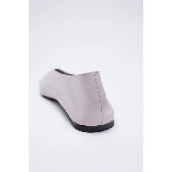 Lilac Purple Zara Leather Square Toe Ballet Flats (NWT)