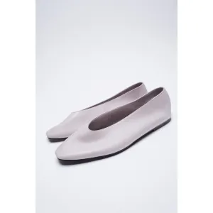 Lilac Purple Zara Leather Square Toe Ballet Flats (NWT)
