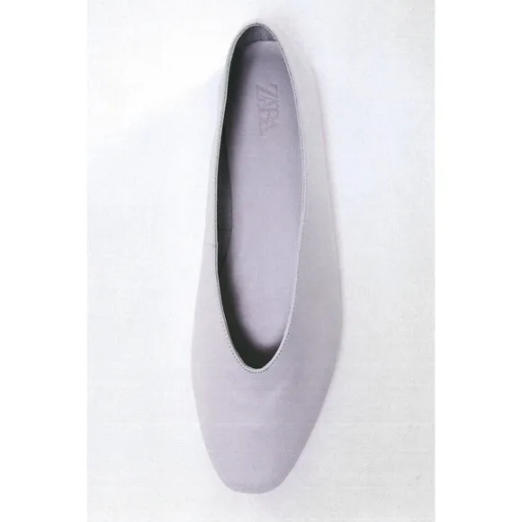 Lilac Purple Zara Leather Square Toe Ballet Flats (NWT)