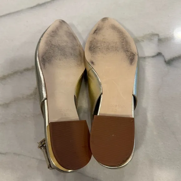 Lilly Pulitzer Ella Slingback Flats Size 8.5 Gold Metallic