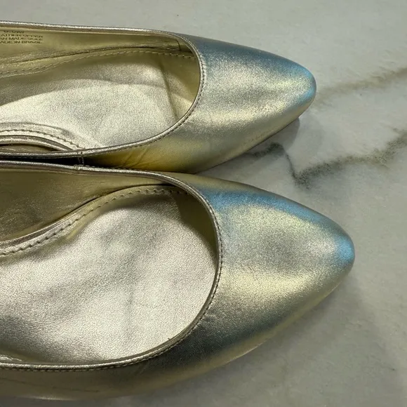 Lilly Pulitzer Ella Slingback Flats Size 8.5 Gold Metallic