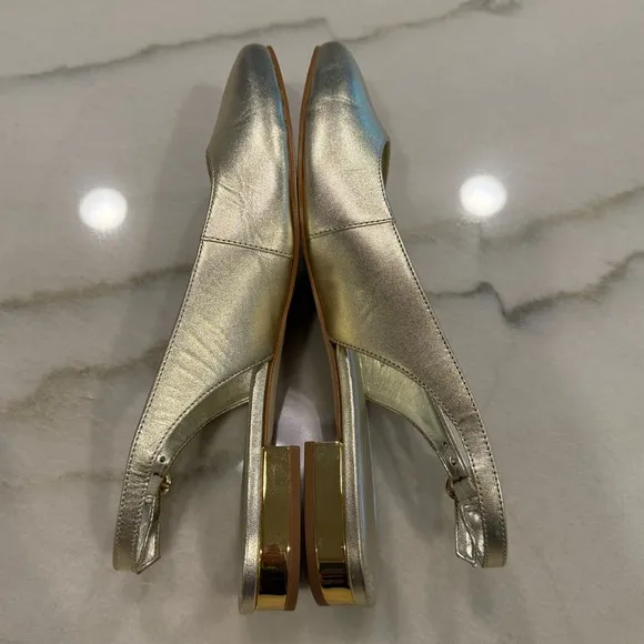 Lilly Pulitzer Ella Slingback Flats Size 8.5 Gold Metallic