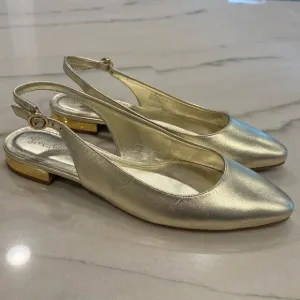 Lilly Pulitzer Ella Slingback Flats Size 8.5 Gold Metallic