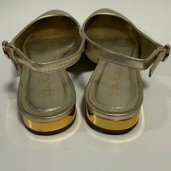 Lilly Pulitzer Gold Ella Slingback Flats Sz 8