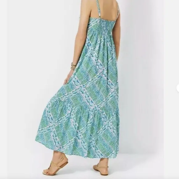 Lilly Pulitzer Hiedi Cotton Maxi Dress in Prism Blue Good Greef Engineer…