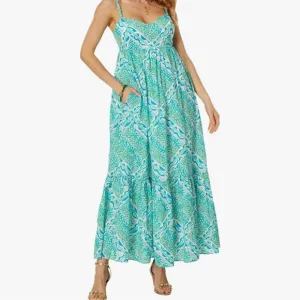 Lilly Pulitzer Hiedi Cotton Maxi Dress in Prism Blue Good Greef Engineer…