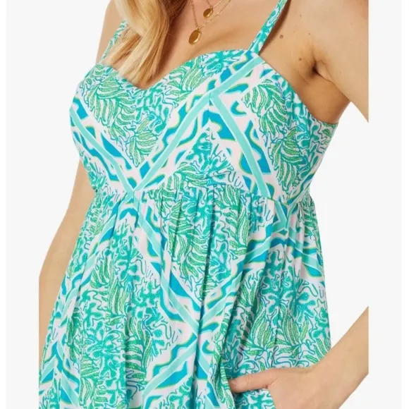 Lilly Pulitzer Hiedi Cotton Maxi Dress in Prism Blue Good Greef Engineer…