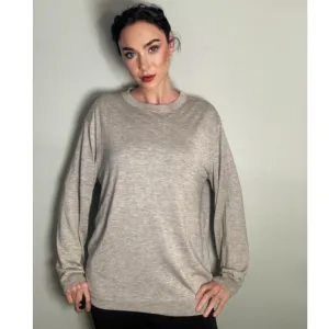 Line Silk Cashmere Lightweight Knit Gray Sweater ~ Minimalist Perfection ~ Sz L