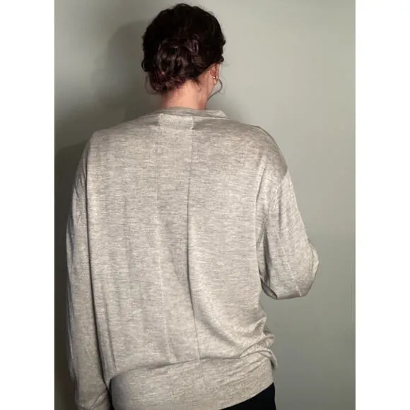 Line Silk Cashmere Lightweight Knit Gray Sweater ~ Minimalist Perfection ~ Sz L