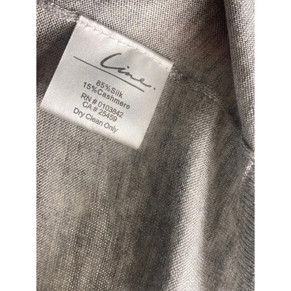 Line Silk Cashmere Lightweight Knit Gray Sweater ~ Minimalist Perfection ~ Sz L