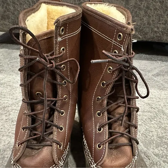 L.L. Bean Boots, 10&quot; Shearling-Lined Dark Brown Men's 14