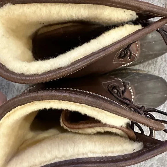 L.L. Bean Boots, 10&quot; Shearling-Lined Dark Brown Men's 14