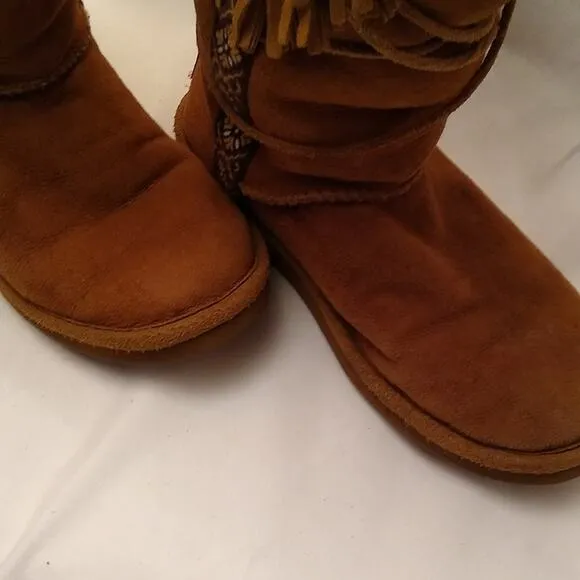 L.L. Bean Lt Brown Suede Boots Shearling Lined 8 M