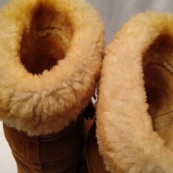 L.L. Bean Lt Brown Suede Boots Shearling Lined 8 M