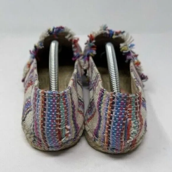 Loeffler Randall flat colorful espadrilles 7B BoxW striped canvas and leather