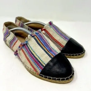 Loeffler Randall flat colorful espadrilles 7B BoxW striped canvas and leather