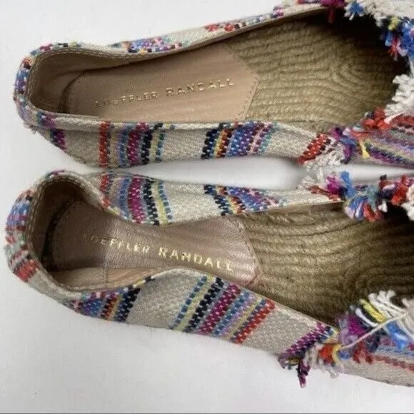 Loeffler Randall flat colorful espadrilles 7B BoxW striped canvas and leather