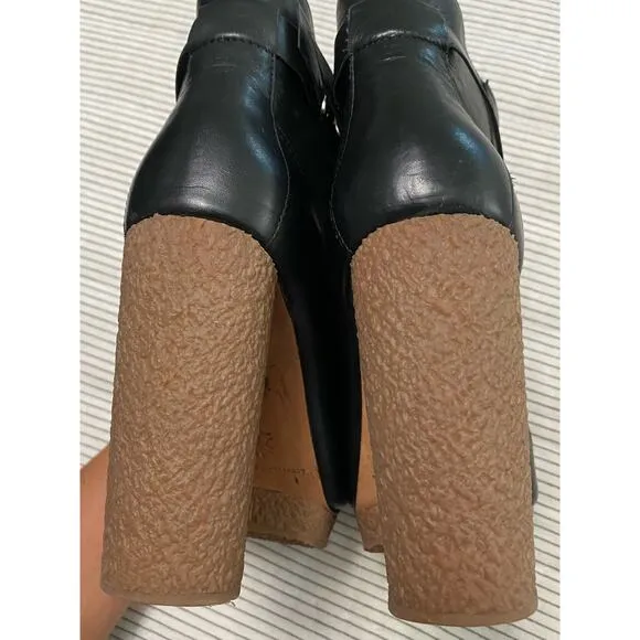 Loeffler Randall Leather Belted Ankle Boots Bootie Size 9 B Gothic Witchy Club