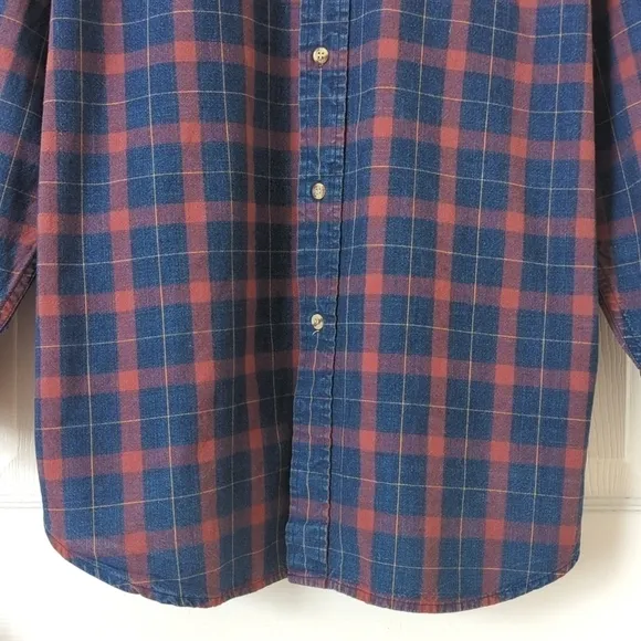 Lord &amp; Taylor 90's Vintage Plaid Rugged American Long Sleeve Button Down Shirt L