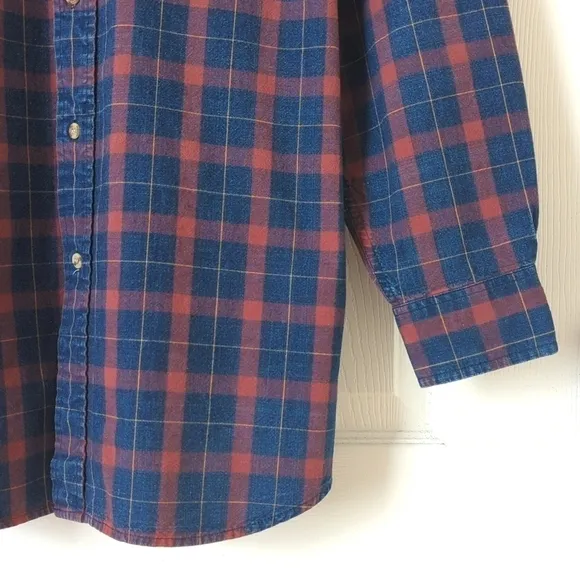 Lord &amp; Taylor 90's Vintage Plaid Rugged American Long Sleeve Button Down Shirt L