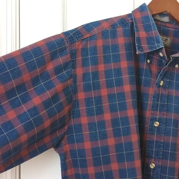Lord &amp; Taylor 90's Vintage Plaid Rugged American Long Sleeve Button Down Shirt L