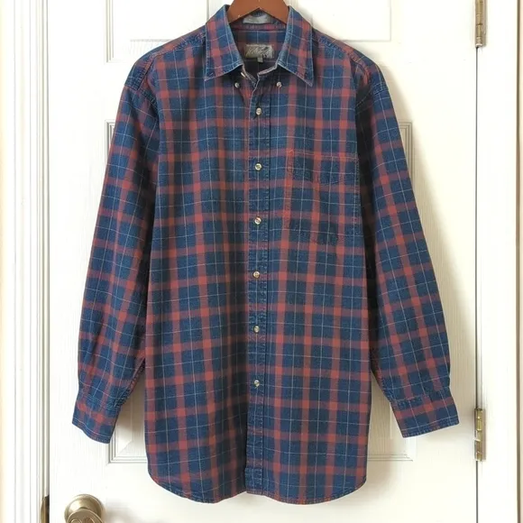 Lord &amp; Taylor 90's Vintage Plaid Rugged American Long Sleeve Button Down Shirt L