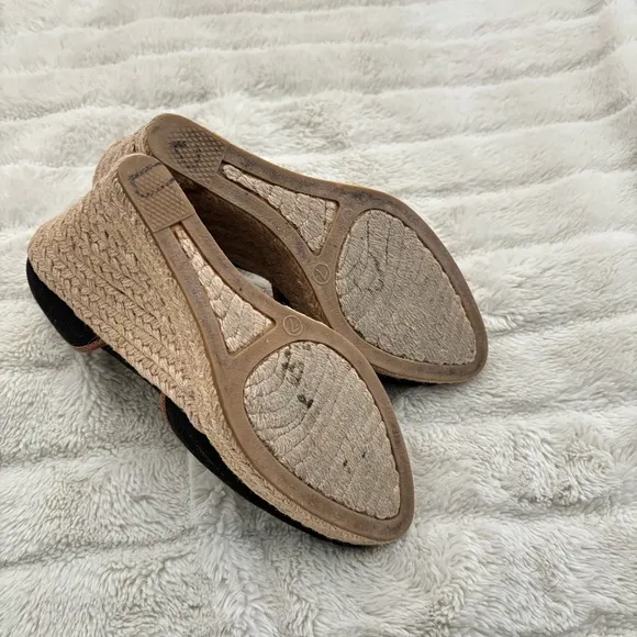 Louise et Cie Black and Brown Wedge Espadrilles Size 7