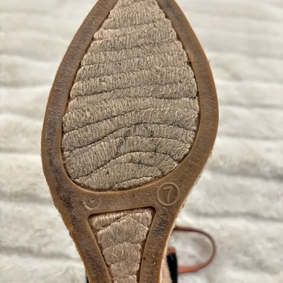Louise et Cie Black and Brown Wedge Espadrilles Size 7