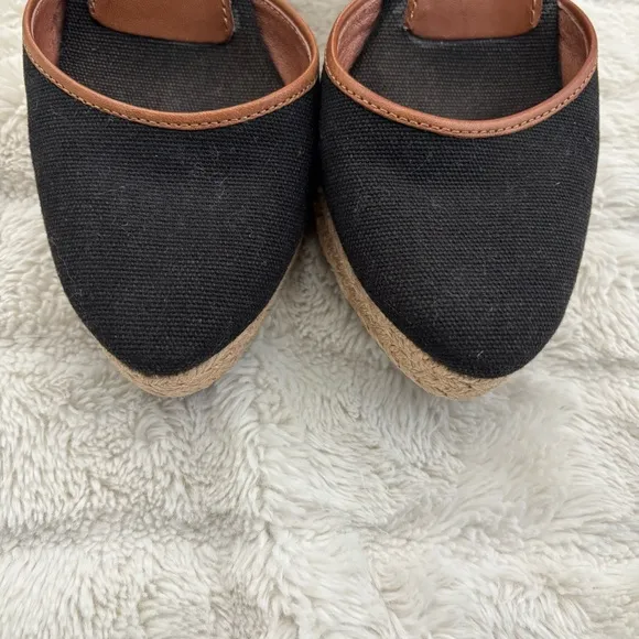 Louise et Cie Black and Brown Wedge Espadrilles Size 7