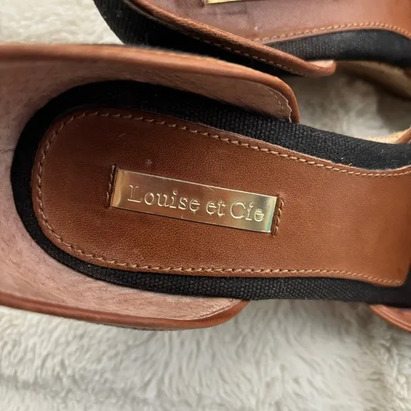 Louise et Cie Black and Brown Wedge Espadrilles Size 7