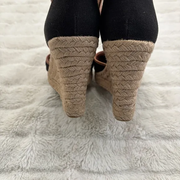 Louise et Cie Black and Brown Wedge Espadrilles Size 7