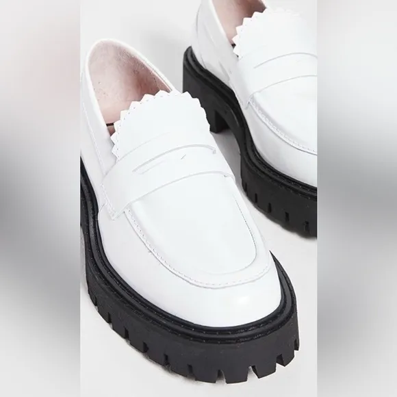 LÄST Matter Chunky White Leather Lug Sole Loafers
