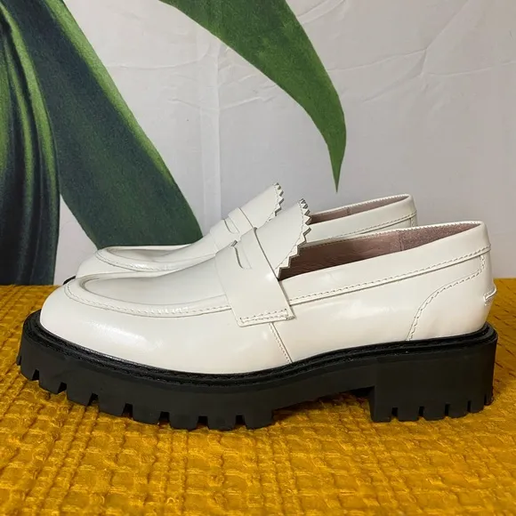 LÄST Matter Chunky White Leather Lug Sole Loafers